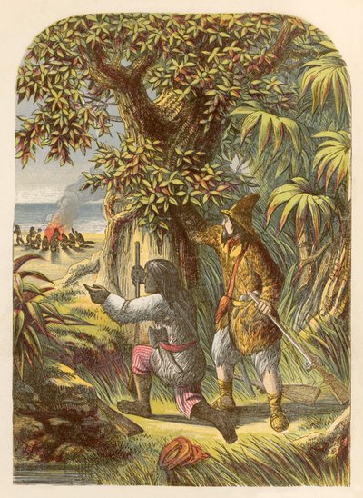 Robinson Crusoe und Freitag greifen die Wilden an von Alexander Francis Lydon